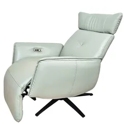 Кресло с электро-реклайнером Nagano, светло-голубая кожа