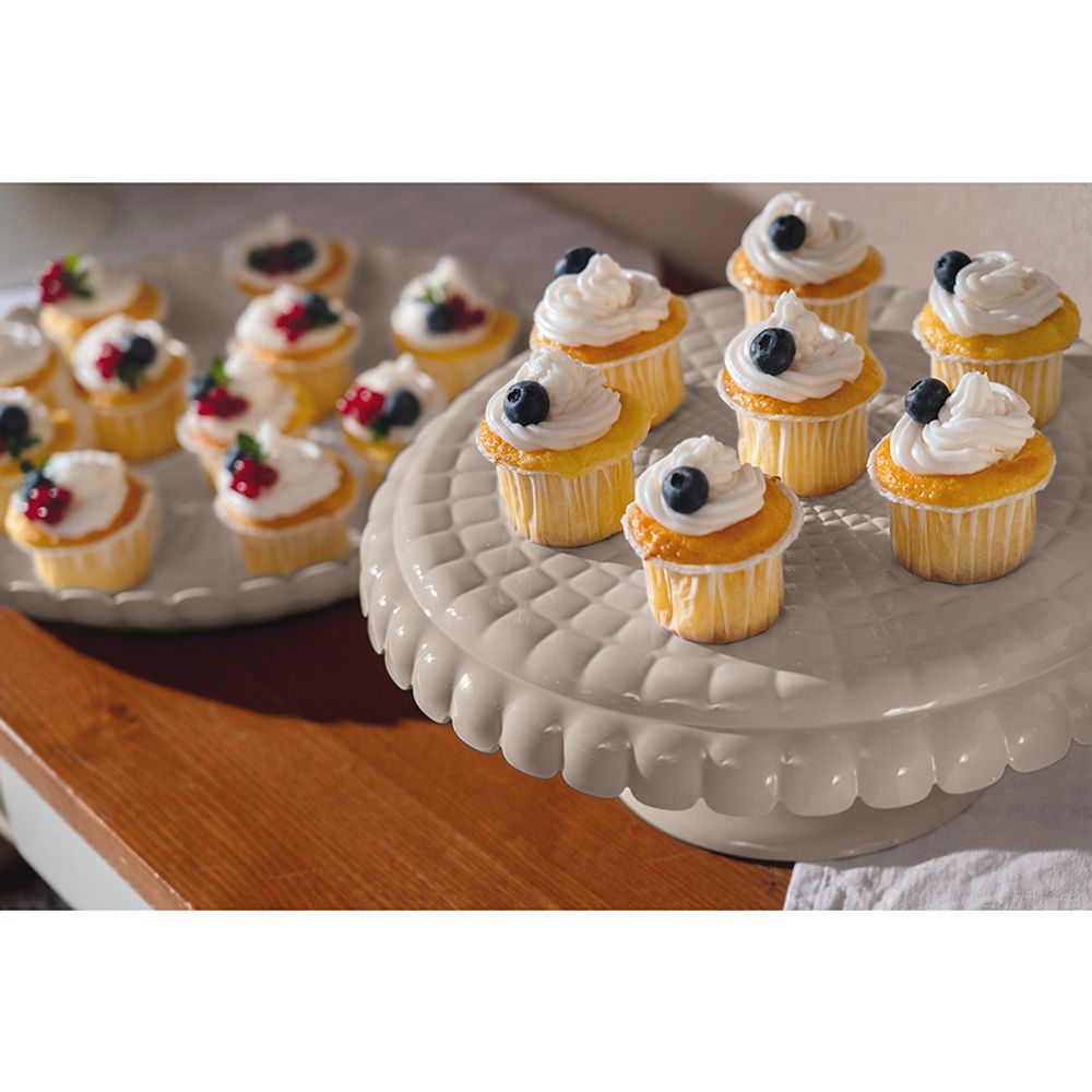 Блюдо для торта с крышкой Tiffany, Ø30 см, серо-бежевое