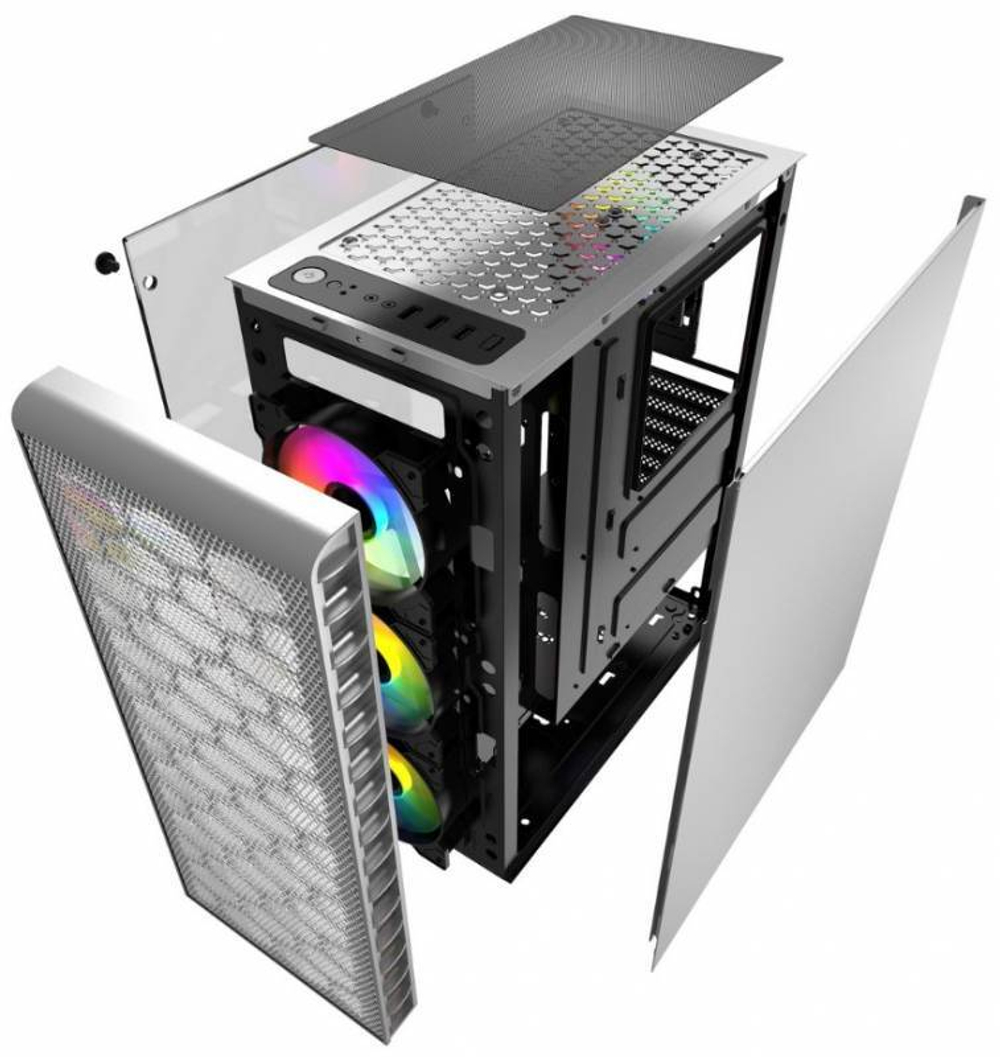 Компьютерный корпус Powercase MISTRAL MESH Z4С TG LED White