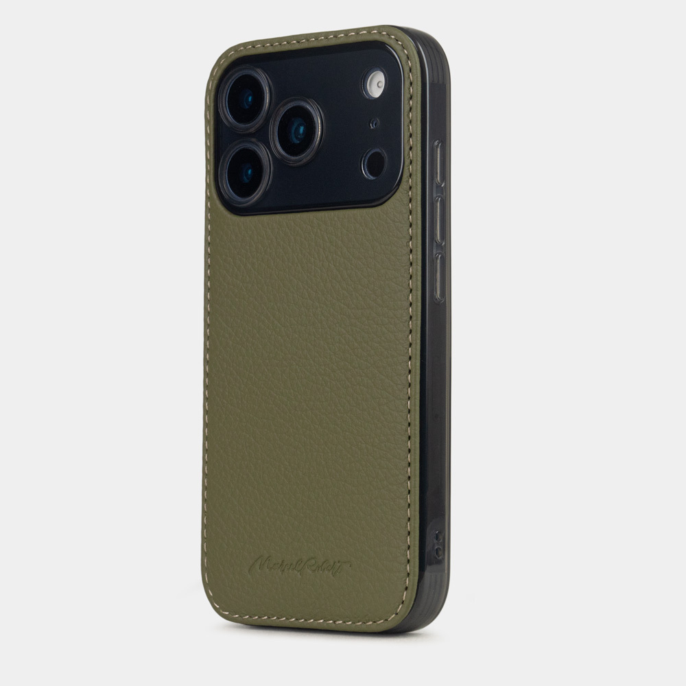 Чехол-накладка кожаная для iPhone 17 Pro Max, теленок зеленого цвета