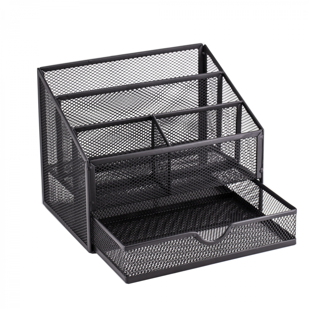 Подставка-органайзер д/канцтоваров, Alingar, металлическая, 23*20*15 см, 5 отделений, выдвижной ящик