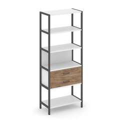 Shelf System Односекционный стеллаж пятиярусный с ящиками SN.STM-512 Белый/Дуб Табак/Металл Антрацит