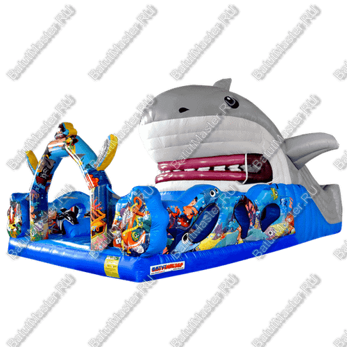 Коммерческий надувной батут "Акула-робот"