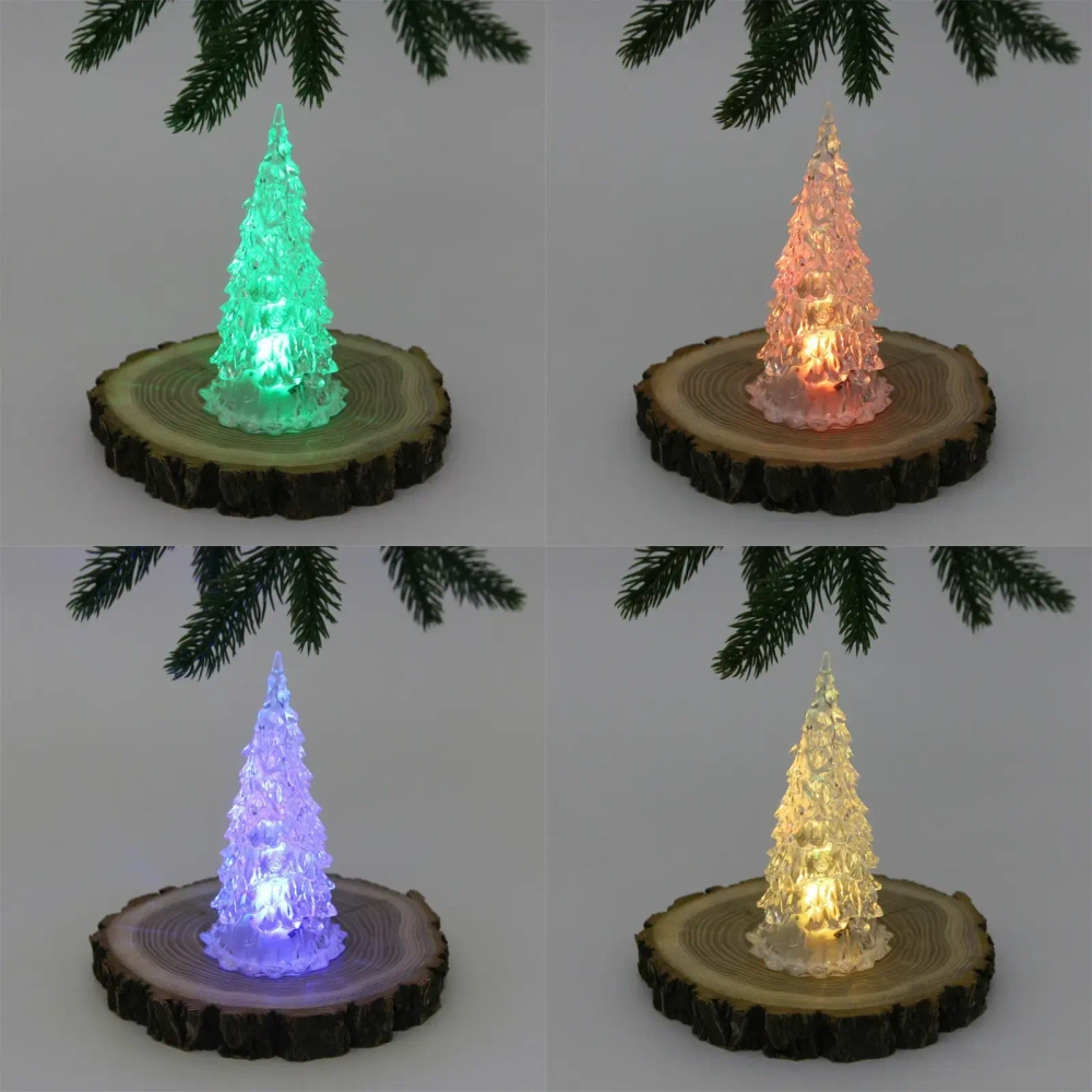 Сувенир с подсветкой «Кристальная ёлочка» 5,7*12,5 см (на батарейках 3 LR44)