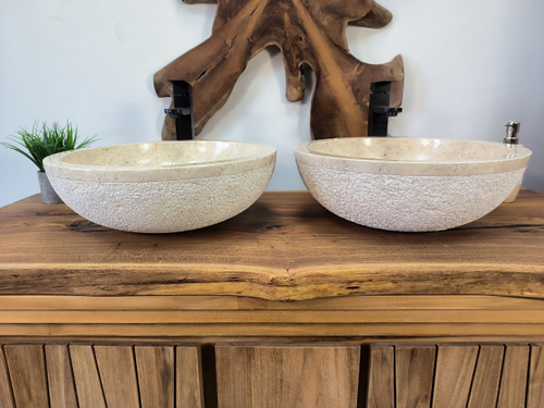 Раковина из мрамора ПАРА! Bowl Cream Dotted BM-65742 45*45*15 из натурального камня