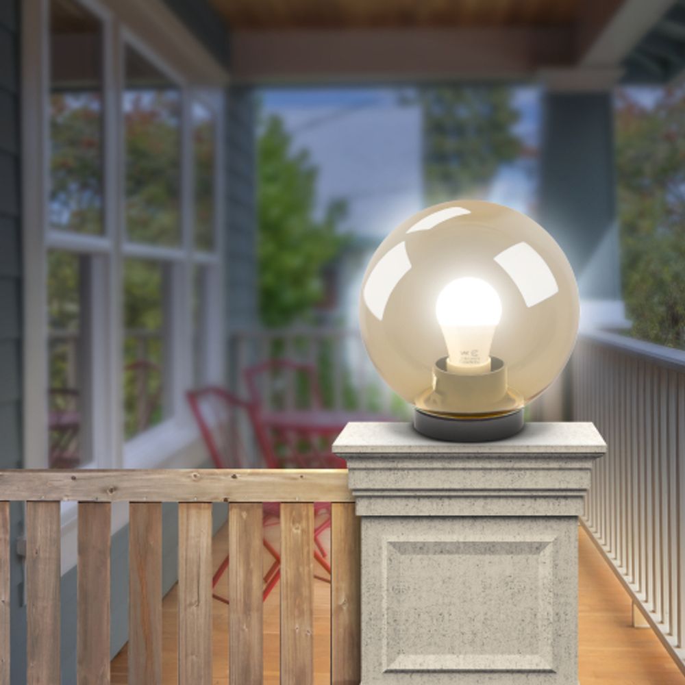 Садово-парковый светильник ЭРА НТУ 01-100-303 шар золотистый на опору / кронштейн IP44 Е27 max100Вт d300mm | Садово-парковые светильники