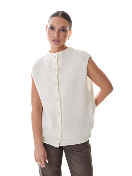 Белый шерстяной жилет на пуговицах