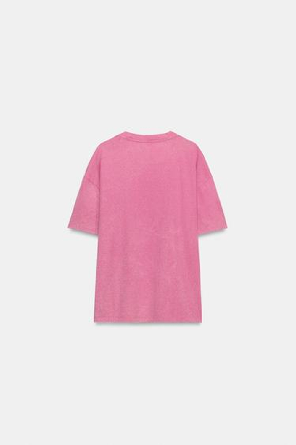 ZARA ФУТБОЛКА С ЭФФЕКТОМ ПОТЕРТОСТИ И БЛЕСТКАМИ, РОЗОВЫЙ