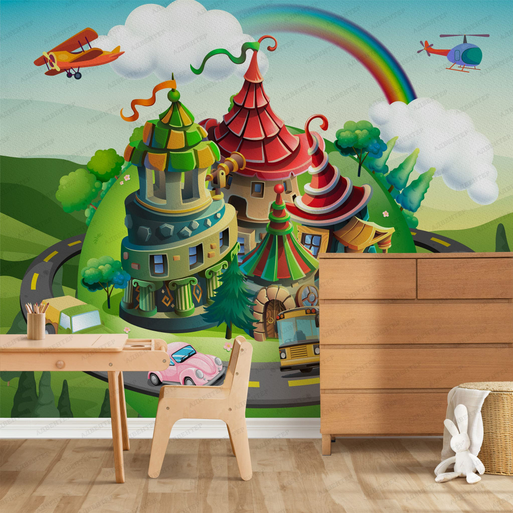 Фотообои для детского сада Город - городской транспорт 082