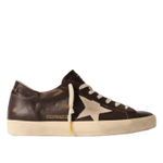 Женские кроссовки Super-Star Distressed Suede Trimmed Leather Brown