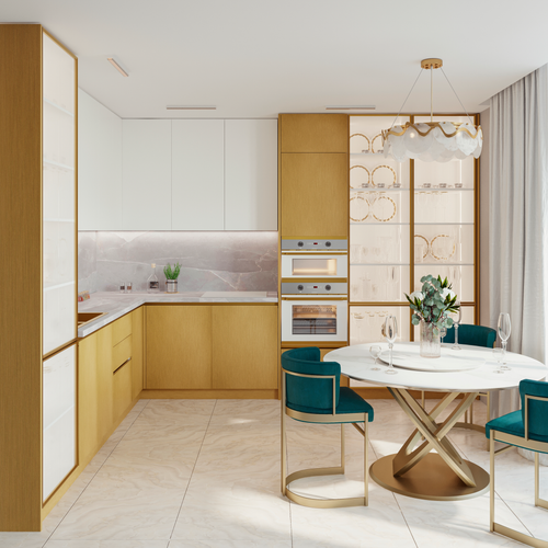 Кухонный гарнитур "ETERNA" Zefir / Инокс золотой