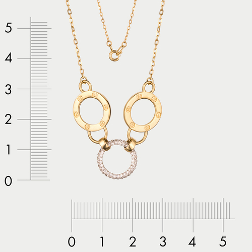 Женское колье из желтого золота 585 пробы с фианитами (арт. ко4165л)