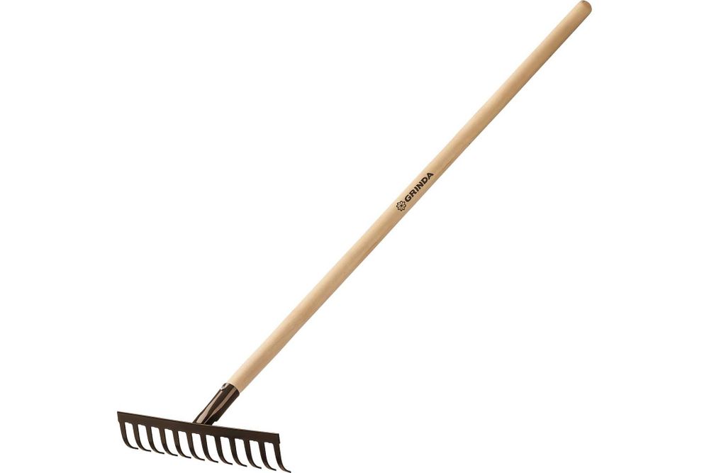 Грабли садовые GRINDA 12 зуб с дерев.черенком 39583-12