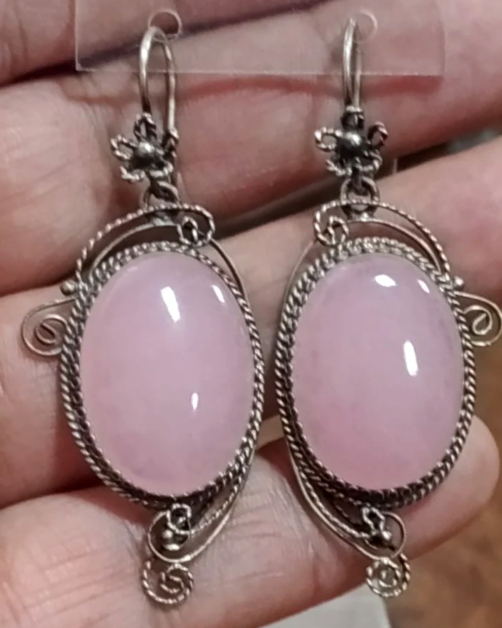 Серьги "Софья" розовый кварц