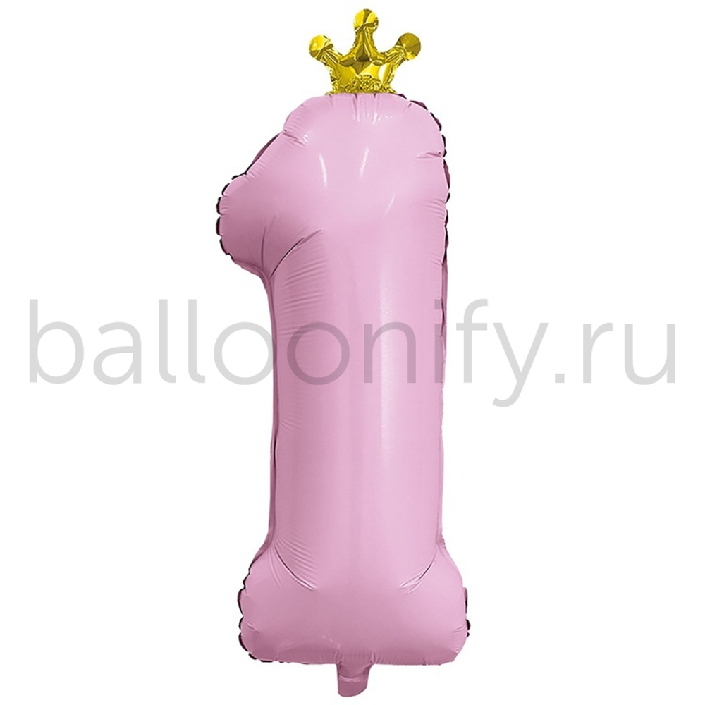 Шар ЦИФРА 1 С короной Flamingo 32" 81 см