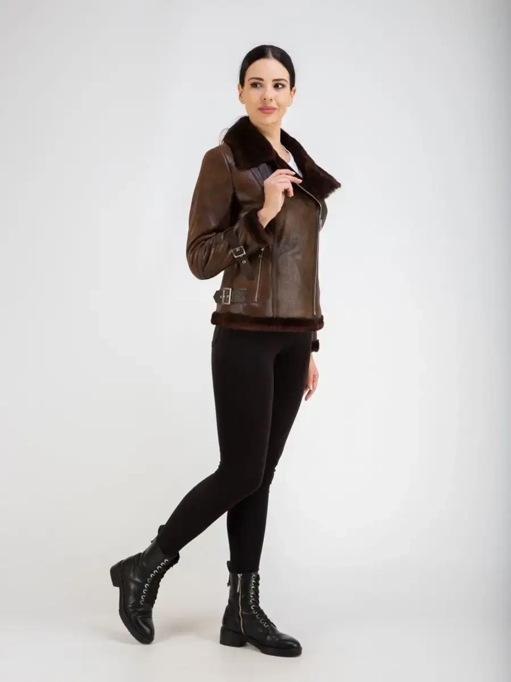 Дубленка авиатор натуральная короткая Турция