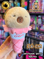 Мягкая игрушка брелок Капибара в рожке плюшевая Capibara