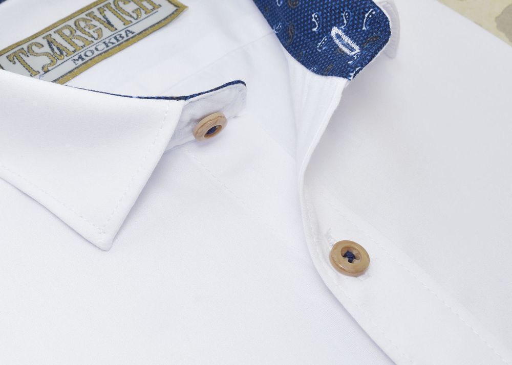 Рубашка белого цвета со вставками TSAREVICH