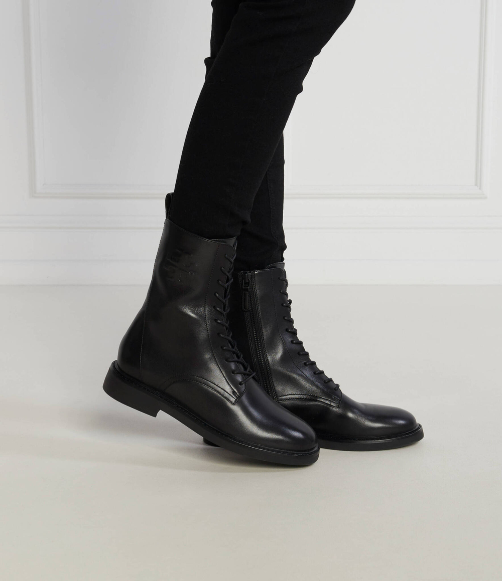 Кожаные ботильоны double t combat TORY BURCH - черный(154336)