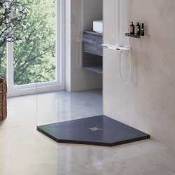 Душевой поддон трапеция RGW ST/T-G Графит (1000x1000)