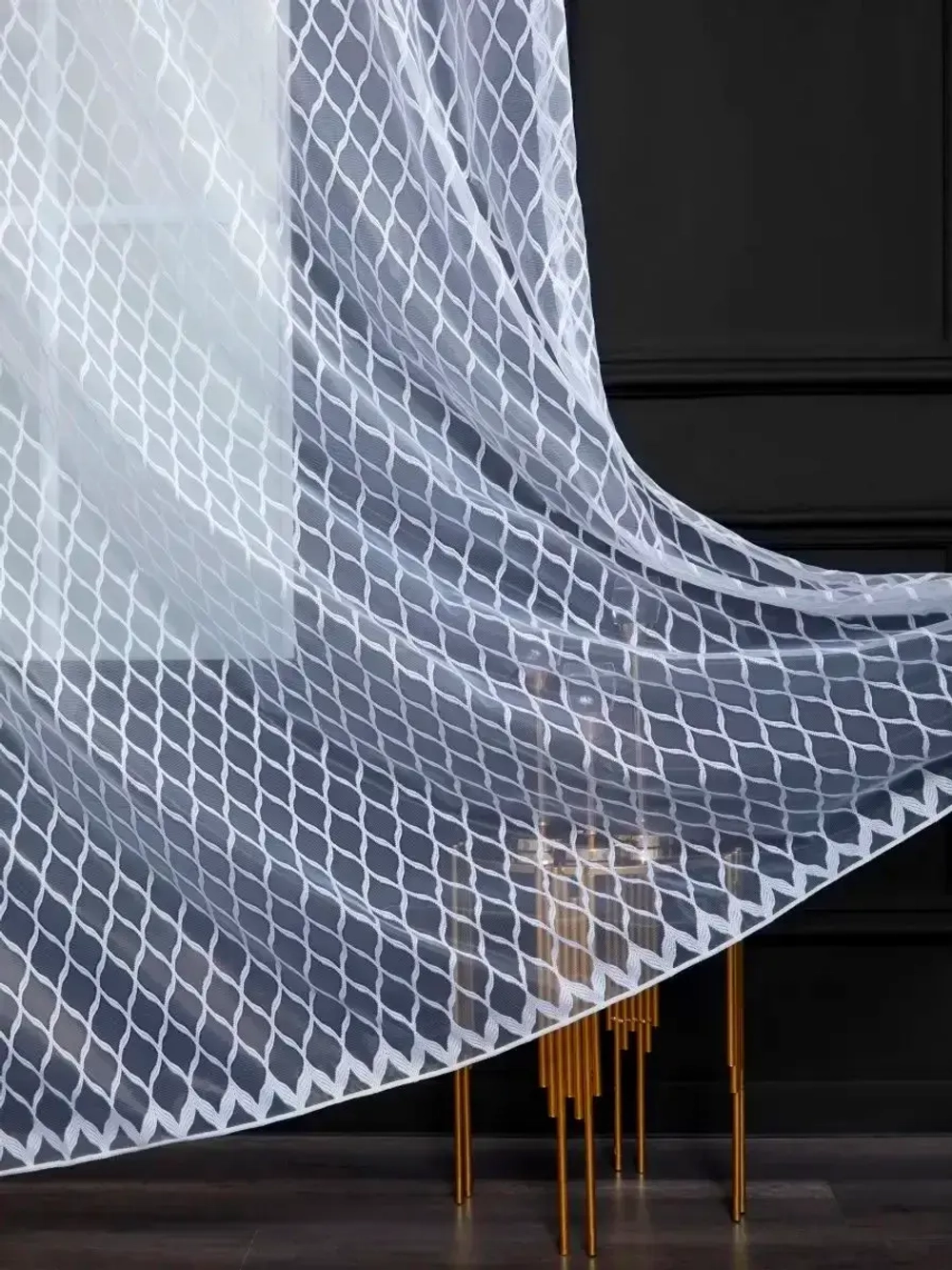 Тюль 500 на 270 в гостиную готовый с утяжелителем