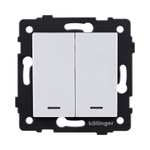Выключатель 2-клавишный проходной 10А/250В с LED подсветкой, белый Kollinger REA-S-010WH для Aspekt, Eleganz, Reflex