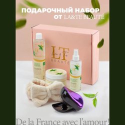Набор Алоэ и зеленый чай(шампунь.гель для душа.крем бальзам для рук.мыло.щетка массажная.полотенце 40*70.упаковка) La and Te beaute LT-1 GR
