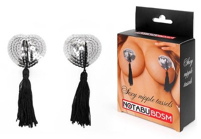 Пэстисы Notabu BDSM в форме сердец с кисточками серебряные