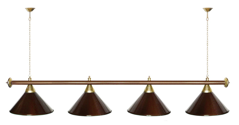 Лампа STARTBILLIARDS 4 пл. (плафоны зеленые,штанга зеленая,фурнитура золото)