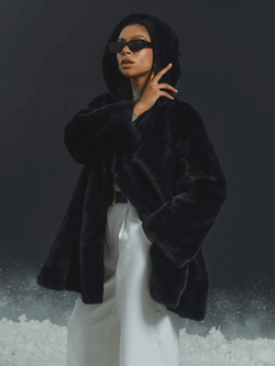 Шуба искусственная, черная, SilverFox