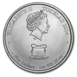2014 Токелау 1 Унция серебра $ 5 Желтоперый Тунец