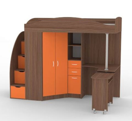 Кровать-чердак КарИВи Юниор 4 Бодего Темный Оранжевый