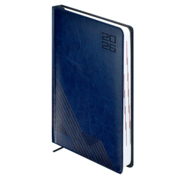 Ежедневник датированный 2026 ESCALADA, А5, 176 л., арт. 70221/ 15 САРИФ СИНИЙ (кожзам: 146x211 мм, твёрдый переплёт с поролоном, материал обложки: искусственная кожа "Сариф"; декор: блинтовое тиснение; способ крепления блока: ниткошвейный; вн. блок: