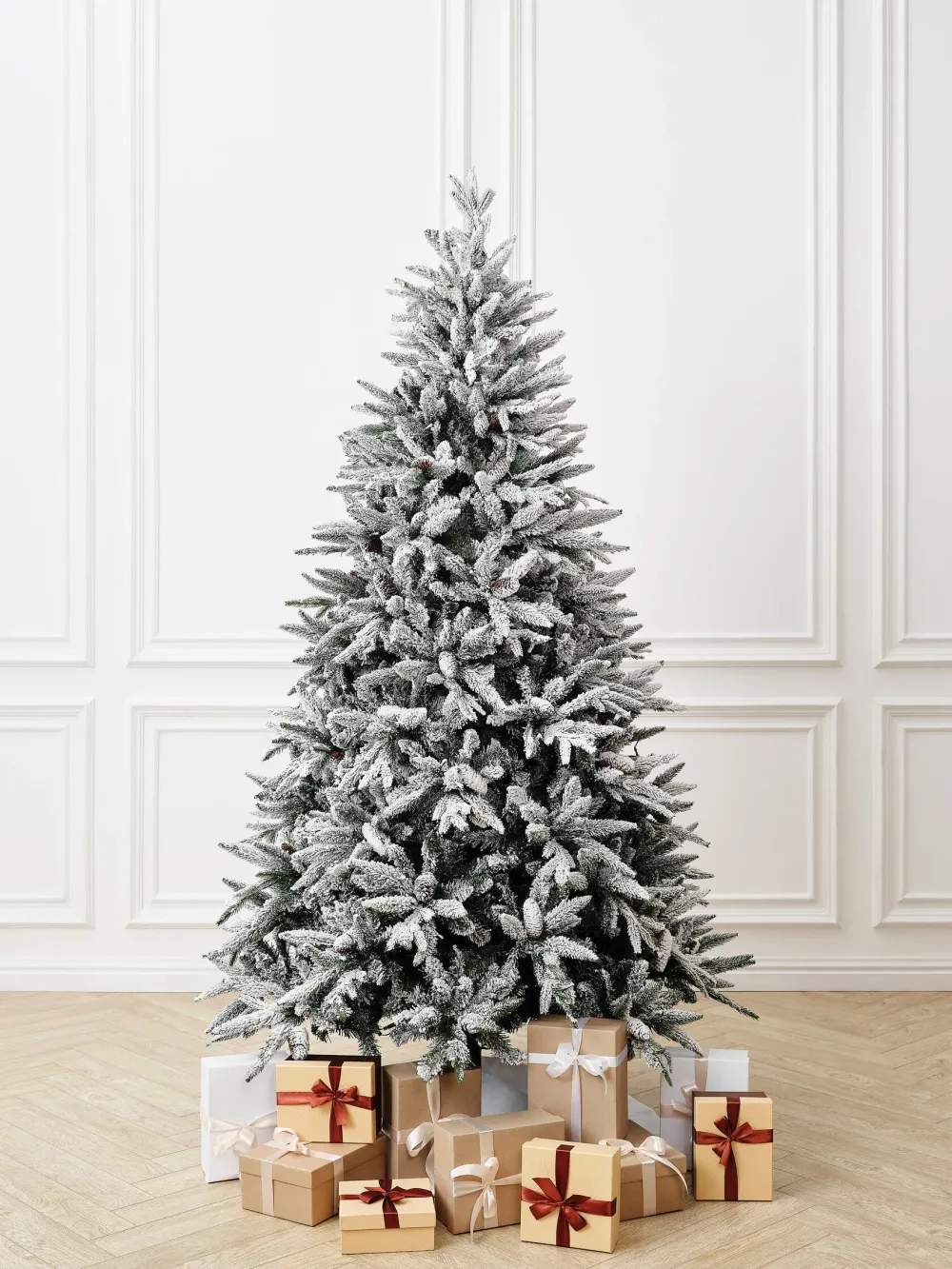 Заснеженная елка с шишками «ile Grande» (Литая+пвх) 180 см / 1,8 м