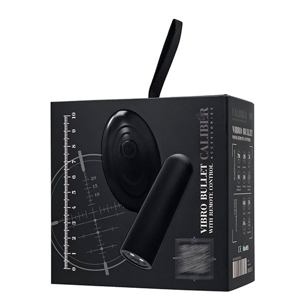 Черная перезаряжаемая вибропуля с пультом ДУ 7см ToyFa RealStick Caliber 983051