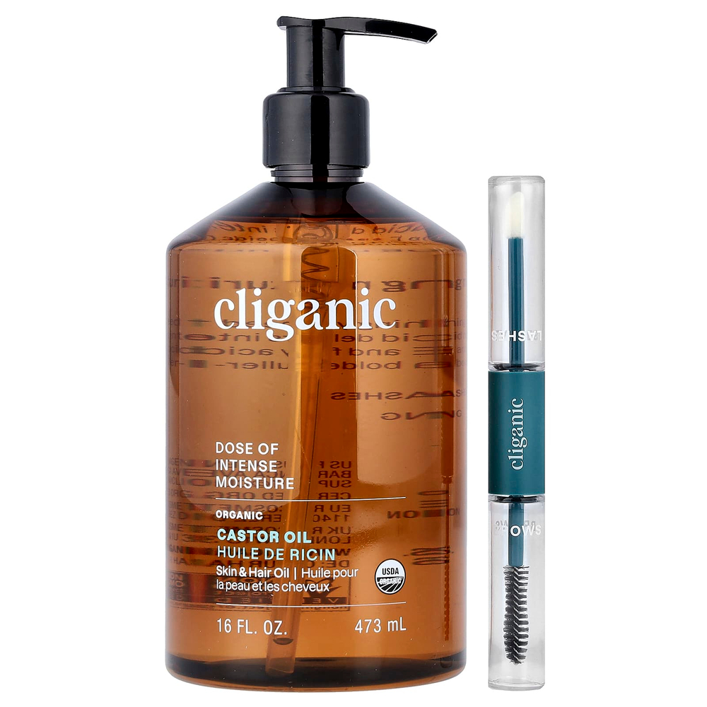 Cliganic, Dose of Intense Moisture™, набор для бровей и ресниц с органическим касторовым маслом, 473 мл (16 жидк. унций)