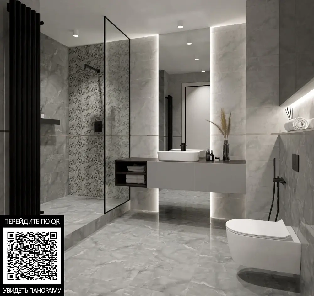 Плитка настенная Тянь-Шань Сильвия Серый 30x60 см (TP3666B)