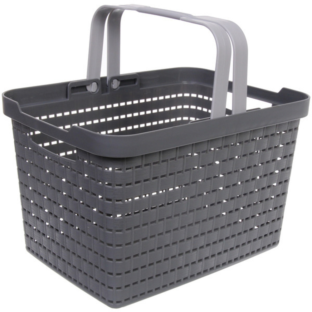 Корзинка хозяйственная с ручками «ПАЛЕРМО», цвет темно-серый, 25.5*35*22.5см