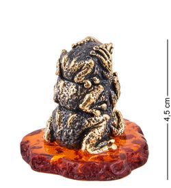 Народные промыслы AM-3695 Фигурка «Лягушки Мудрости» (латунь, янтарь)