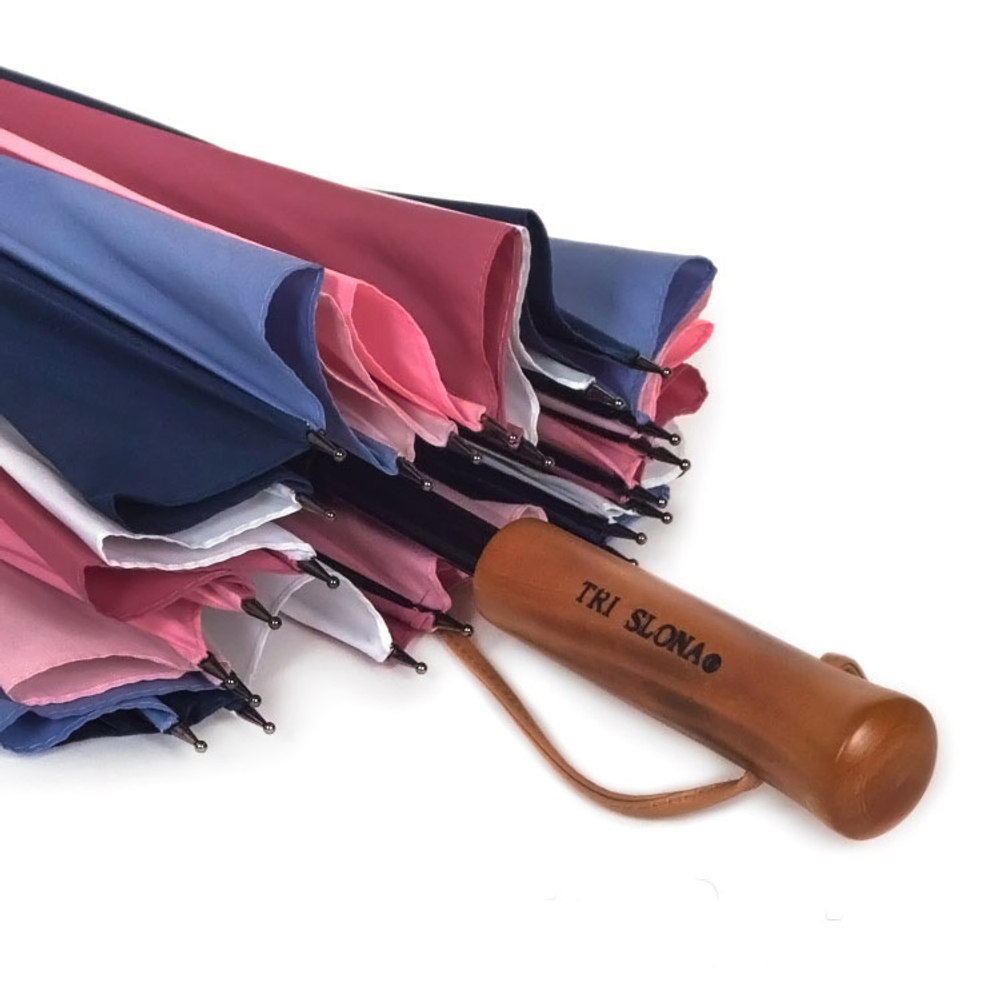 Зонт женский - трость "ЭПОНЖ", ручка прямая, расцветка - разноцветная ("Три слона" - арт. L2240)