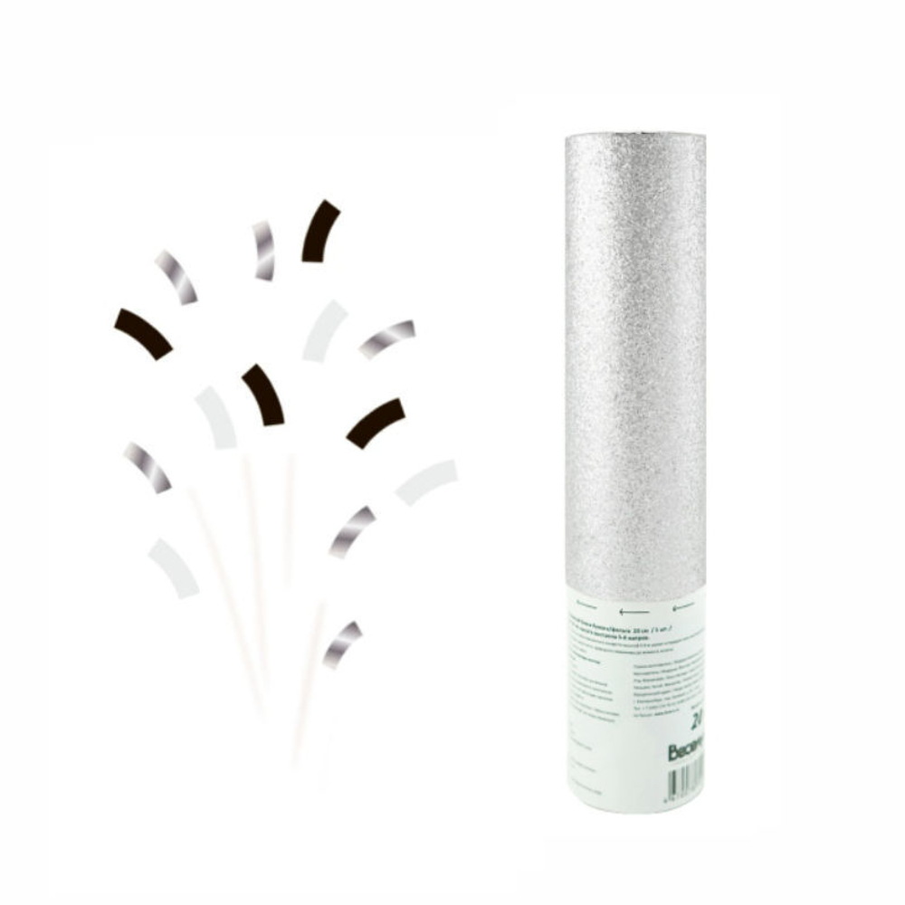 Пневмохлопушка "Серебряный глиттер" Монохромный блеск бумага/фольга