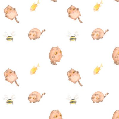 Котошарики с рыбкой и шмелем