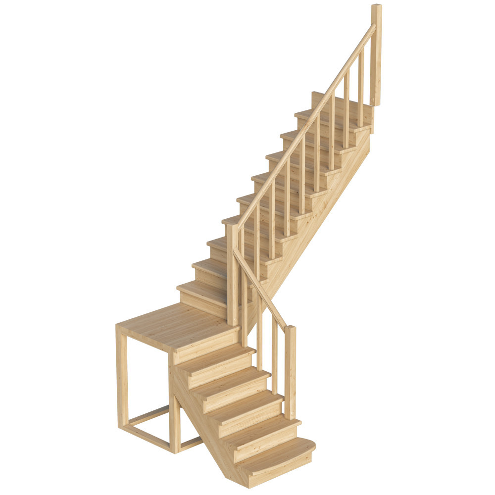 Лестница на второй этаж К-002м/3 Правая с подступенками