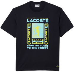 Мужская теннисная футболка Lacoste Relaxed Fit René Lacoste Print T-shirt - небесный