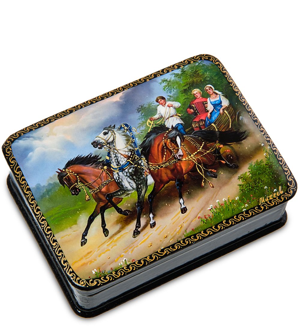 Народные промыслы ШК-19/15-E Шкатулка в технике декупаж «Тройка» (10х8х3,5)