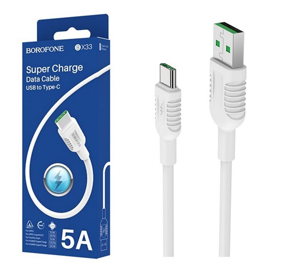 Кабель USB - TypeC BOROFONE BX33 5А (белый) 1м