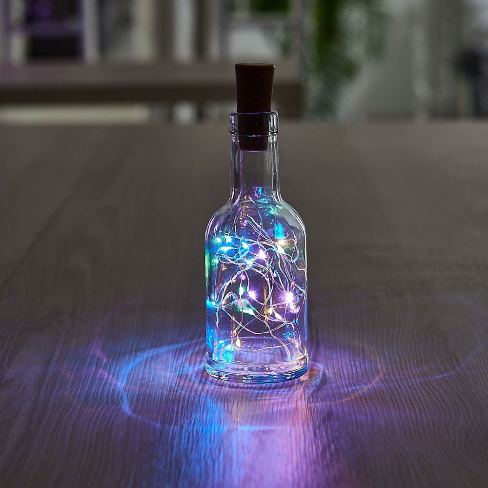 ULD-S0200-020-SСR-3LR MULTI IP20 WINESTOPPER Гирлянда светодиодная Роса с пробкой на батарейках 3xLR44в-к. 2м. 20 светодиодов. Разноцветный свет. Провод медный. TM Uniel