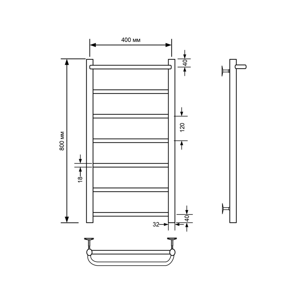Полотенцесушитель водяной Comfysan Capri W-8 80/40 с полкой, белый, шт