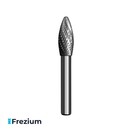 Борфреза твердосплавная по металлу 12x8x30x74 мм; Форма H