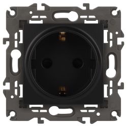 14-2102-05 ЭРА Розетка 2P+E Schuko со шторками, 16A-250В, IP20, Эра Elegance, антрацит